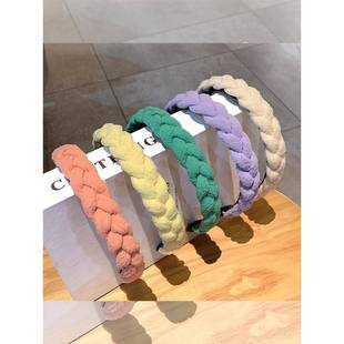 糖果色麻花辫子发箍女洗脸带齿防滑外出百搭韩国甜美少女发卡头箍