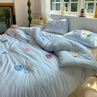 超柔水洗棉毛巾绣款 被子冬被单双人学生宿舍棉被芯150x200x230cm