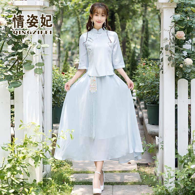 民国少女学生装年轻款仙气禅意茶服夏季汉服女中国风改良旗袍上衣