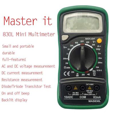 MAS830L数字高精度万用表数据保持通断二极管测试小家电工