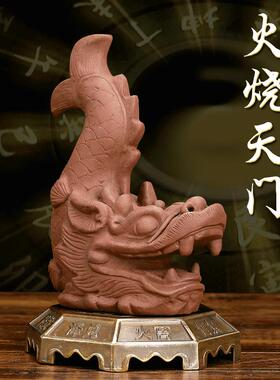 鸱吻摆件厨房在西北角避火龙瓶子厨房火烧天门陶土螭吻西北方吞火
