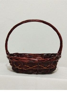 QD4D果篮藤编篮送礼篮子竹编水果篮采摘超市红色大篮舞蹈柳编手提