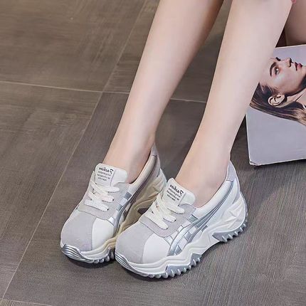 厚底小白鞋女2024新款秋u季真皮百搭7cm松糕底洋气休闲运动老爹鞋