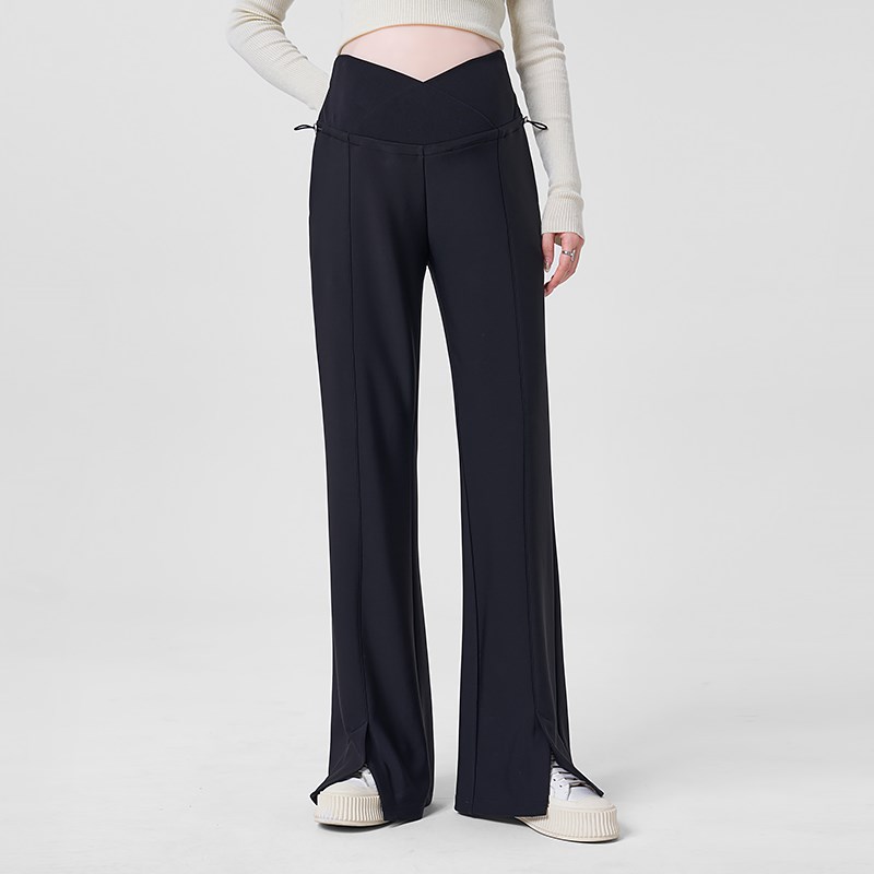 [新品]孕妇喇叭裤夏季低腰开叉西装裤春夏款阔腿微喇裤子春装外穿