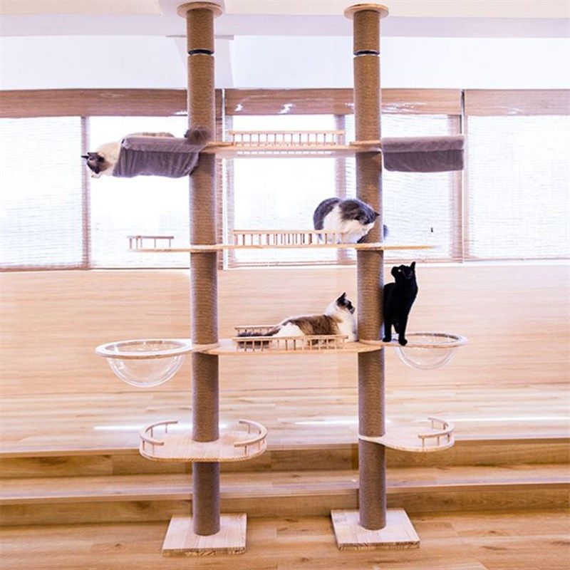 猫爬架通天柱双塔豪华大型一体猫树猫窝实木猫抓柱猫屋猫别墅用品