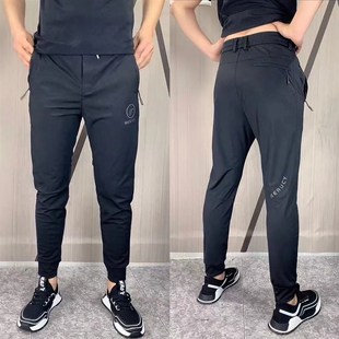 薄款 6605夏季 印花字母修身 休闲透气束口小脚裤 速干 牛奶丝冰丝男裤