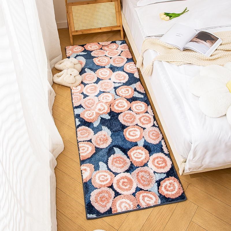 可爱卡通床边地毯女孩卧r室新款加厚地垫吸水卫生间脚垫浴室防滑