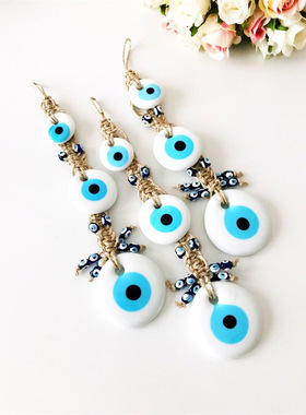欧美风个性蓝眼睛吊饰土耳其恶魔之眼蓝色玻璃挂饰吊饰车内装饰