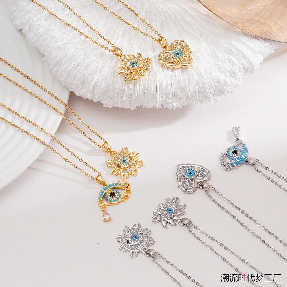 恶魔之眼锁骨链设计高级感蓝眼睛