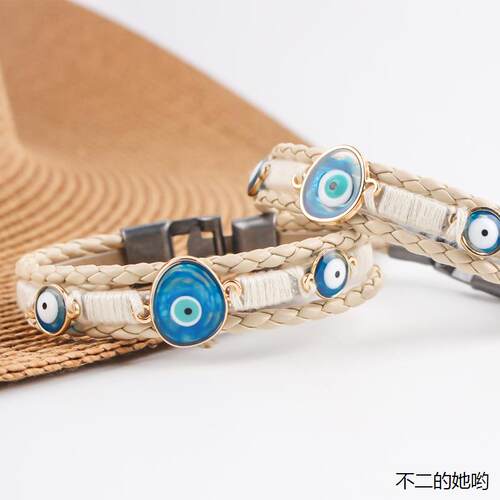 手工编织皮质恶魔之眼手链
