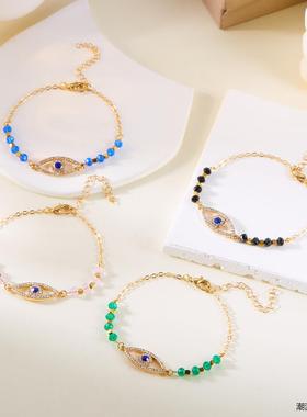 土耳其简约恶魔之眼水晶手链女