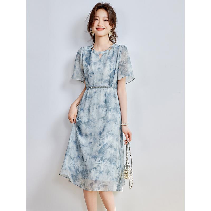 真丝桑蚕丝连衣裙2025新款今年流行爆款夏高端大气上档次印花裙子