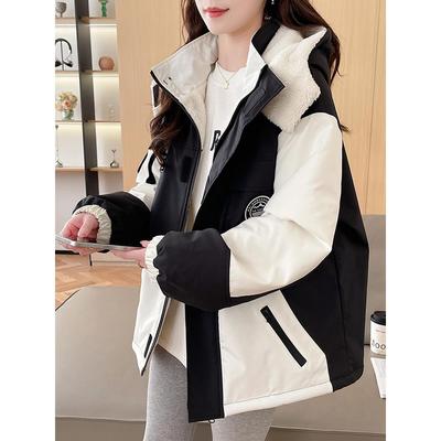 秋冬加绒加厚冲锋衣外套女学生冬季2025新款韩版情侣装羊羔毛棉衣