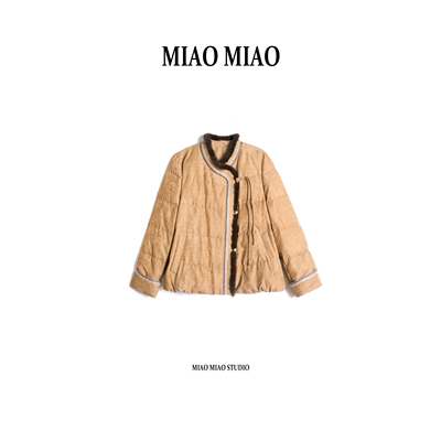 【瑜竺】徐淼淼冬季90白鹅绒羊毛混纺水貂毛国风保暖鹅绒服XT1753