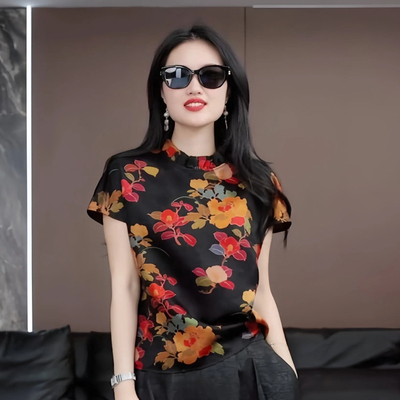 【栖荷】徐淼淼春款'尔雅端庄'国风非遗重缎花萝新中式上衣XC2225