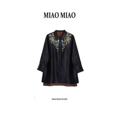 【墨含烟】徐淼淼早春新中式绣花重缎非遗香云纱国风上衣CV1923