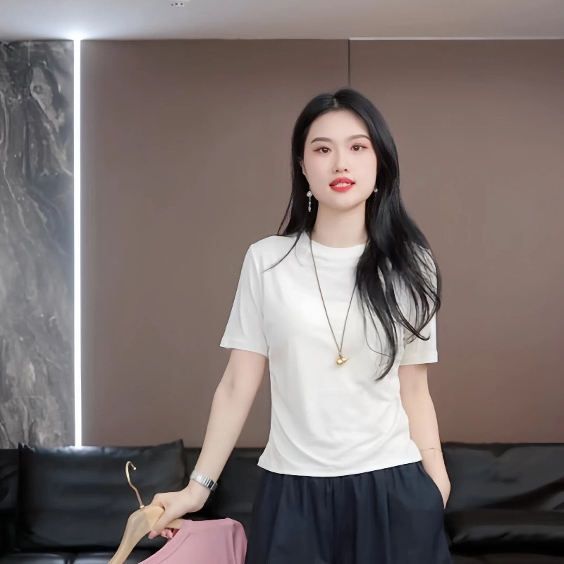 【希芸】徐淼淼春款'浅夏流年'时尚轻奢休闲针织桑蚕丝上衣ZT2301