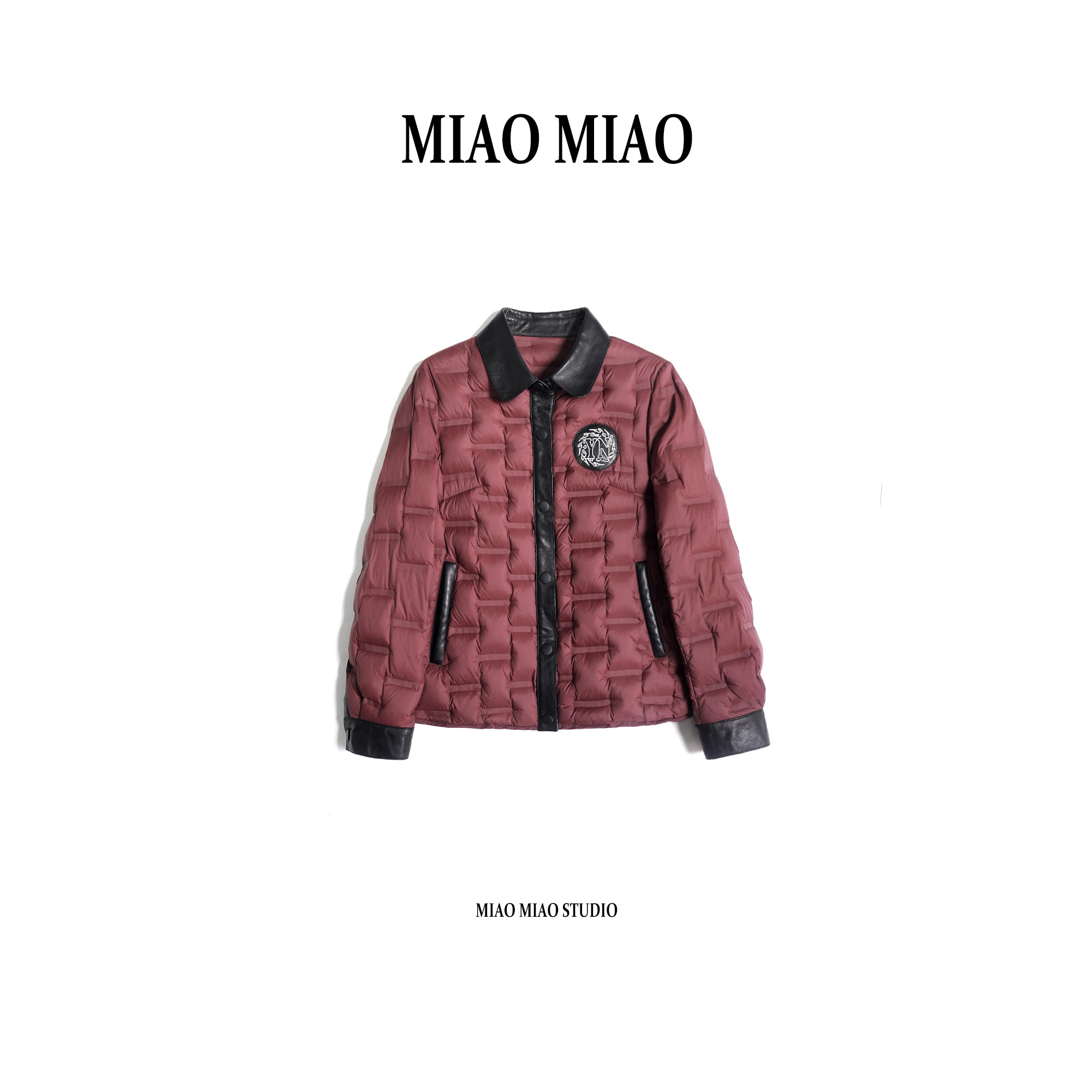 【茗湘】徐淼淼三星90鹅绒羊皮拼接轻薄刺绣贴布冬季鹅绒服NX1710