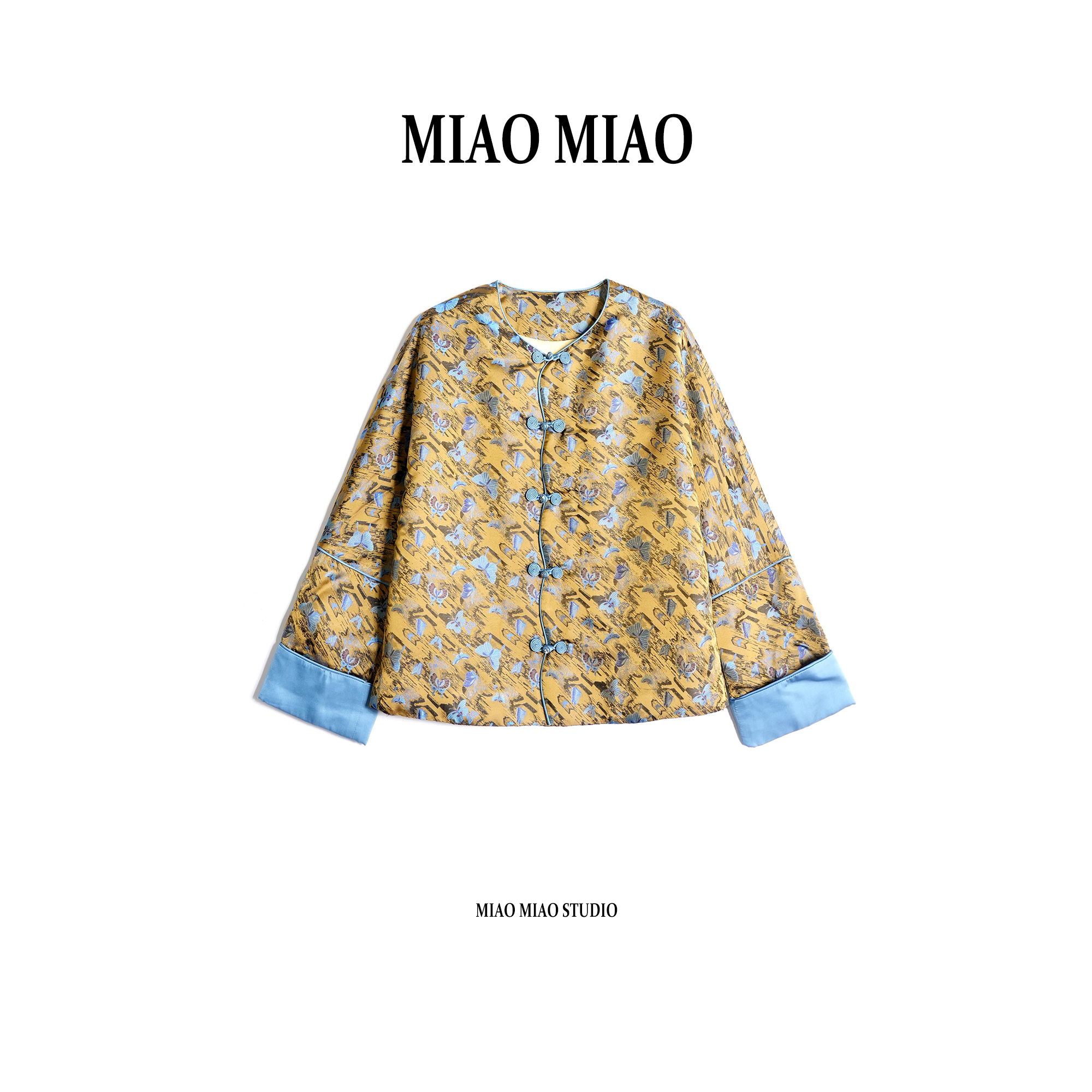 【墨影蝴蝶】徐淼淼冬季穿搭国风新中式桑蚕丝织锦宋锦棉服V1591