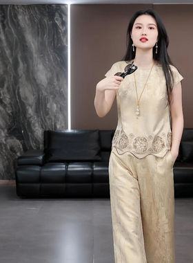 【轻涟】徐淼淼夏'淑静端方'新中式重磅非遗金通正绢套装ZR2601