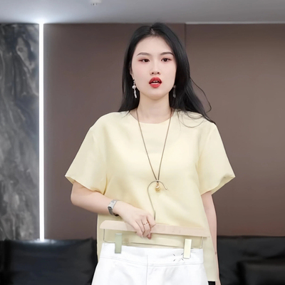 【玥笙】徐淼淼夏'风荷举露''新中式色织老织机双宫绸上衣ZU2444