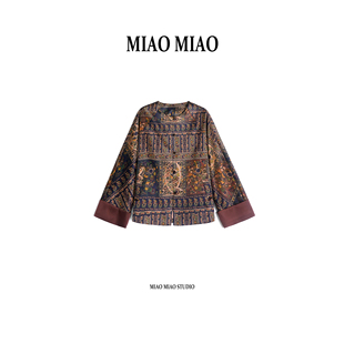 【漠上月】徐淼淼早春前喷重缎非遗红云纱新中式桑蚕丝外套R1784