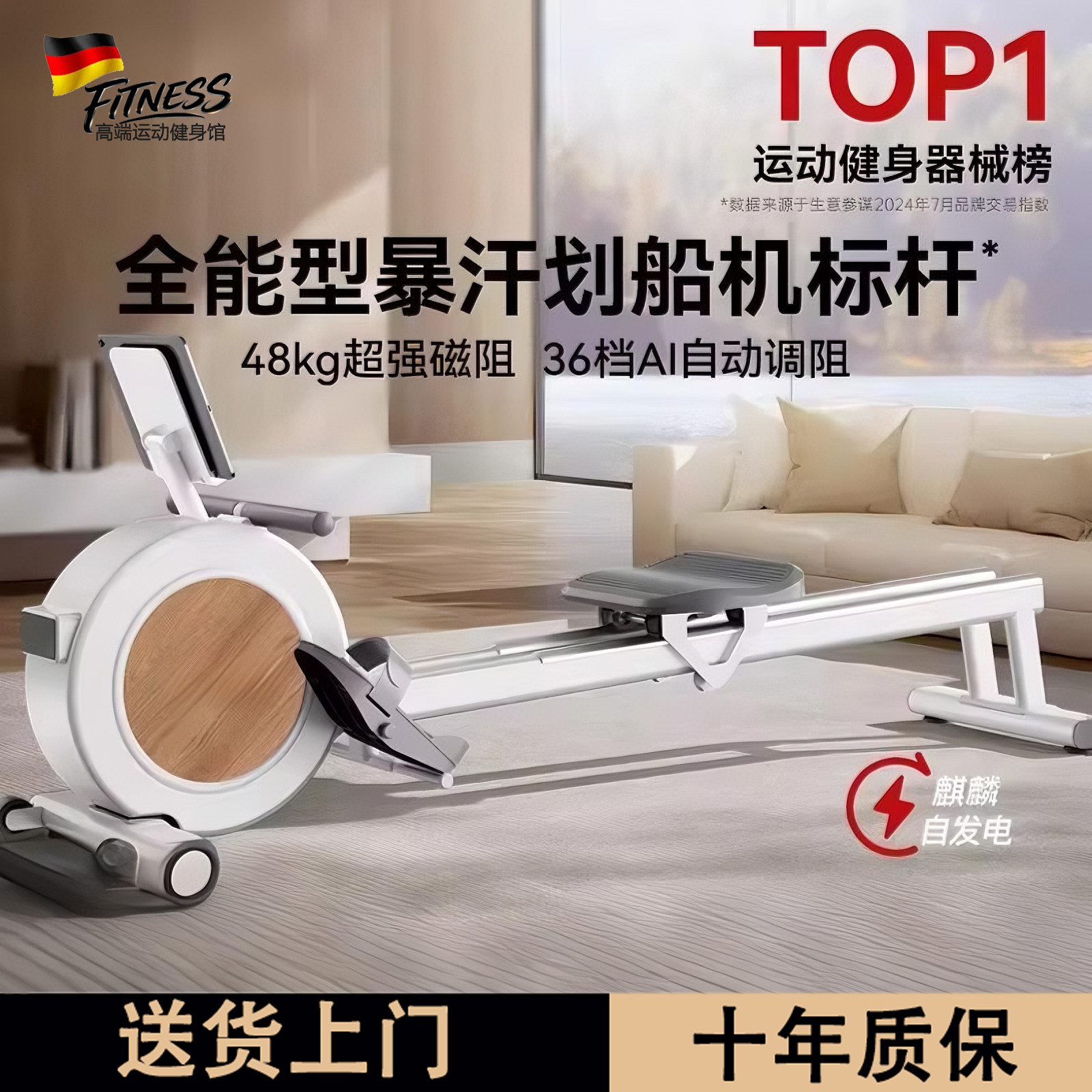 德国家用磁控静音智能划船机器材