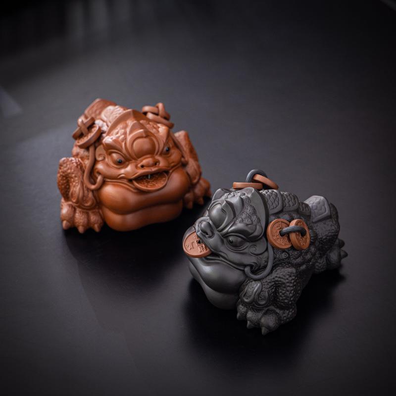 爆款紫砂家财万贯金蟾茶宠摆件精品可养创意个性茶玩茶桌茶台定lo