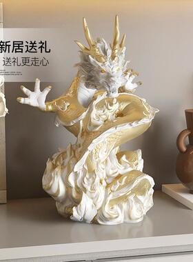 爆款轻奢生肖盘龙摆件客厅办公室中式装饰品博古架书柜玄关工艺品