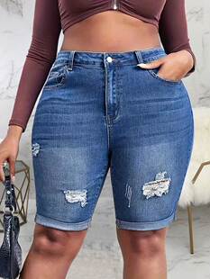 2023 Fashion elastic trousers short jeans women ladies pants