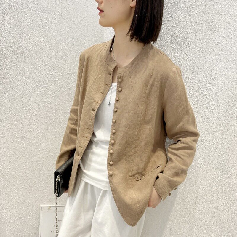 womenclothes棉麻小西装