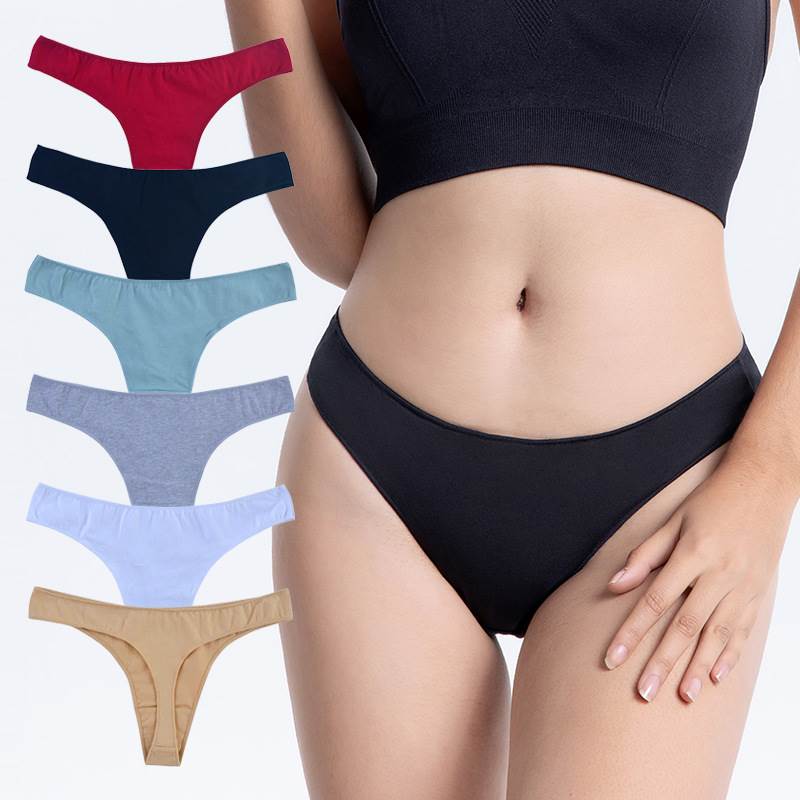 简约纯色女士丁字裤运动透气大码女内裤棉质 ladies cotton Thong