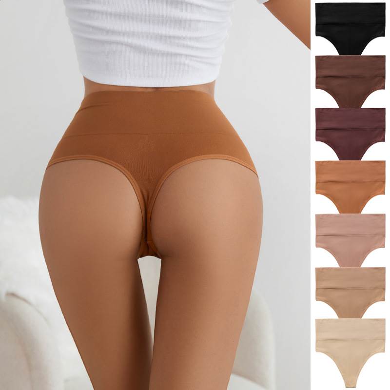 中高腰无缝纯棉裆抗菌透气内裤 性感T型欧美大码瑜伽运动女丁字裤