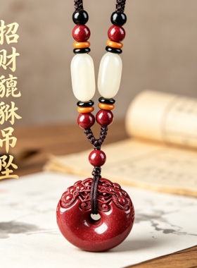 正品天然朱砂貔貅吊坠女士本命年转运平安扣护身符挂件招财项链男