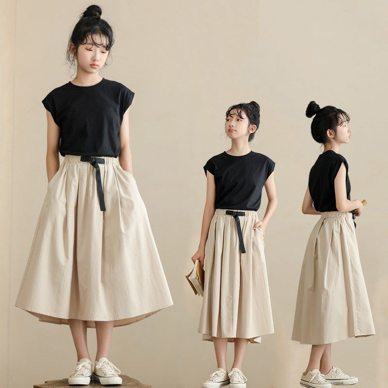 女童半身裙夏季大童女装长裙小众设计感初中生女孩休闲套装裙子潮,童装/婴儿装/亲子装,半身裙,淘宝优惠券,粉丝福利购,淘宝优惠卷