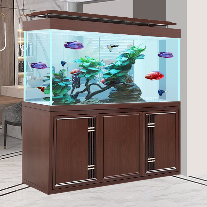 鱼缸客厅大型落地家用底滤超白水族箱玄关屏风隔断柜2023新款智能