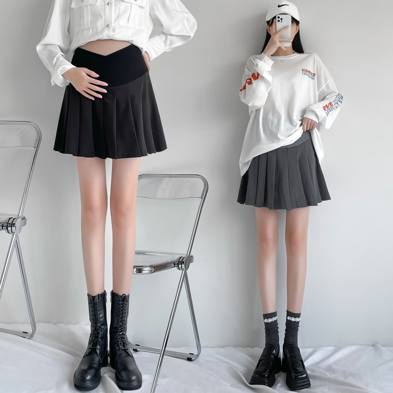 孕妇秋装低腰百褶短裤2021新款孕妇裙J子秋季外穿半身裙春秋孕妇