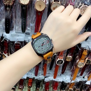 皮带方形手表复古英伦风装 大盘炫酷男超大霸气 饰手表女酷潮流时尚