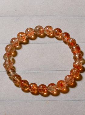 天然冰种白水体共生阿鲁沙水晶金草莓晶手链坦桑尼亚绿柱石手串女