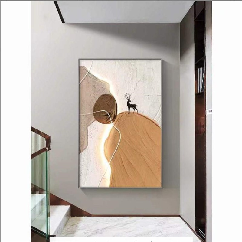 客厅抽象装饰画轻奢奶油风v艺术挂画北欧沙发背景墙画福鹿玄关挂图片