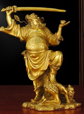 钟馗摆件纯铜持剑钟馗伏魔像天师钟馗吉祥赐福住宅安宁北方补角