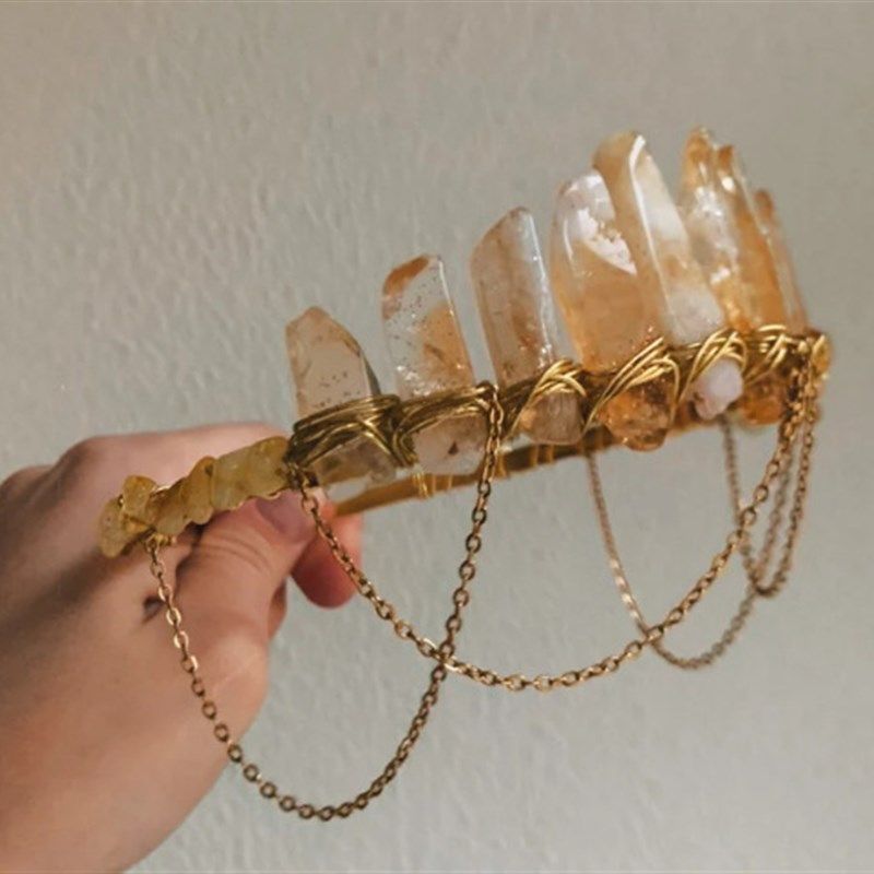 天然黄水晶搭配黄水晶碎石太阳配件手工金色链条新娘头饰发箍,饰品/流行首饰/时尚饰品新,发饰,淘宝优惠券,粉丝福利购,淘宝优惠卷