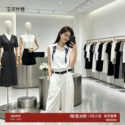 春夏款上衣无袖亚麻衬衫