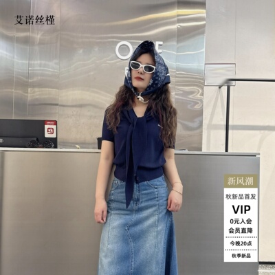 春款V领短袖披肩针织衫