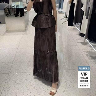 艾诺丝瑾官方旗舰店正品国内代购2026夏褶皱流苏边半身裙BR352136