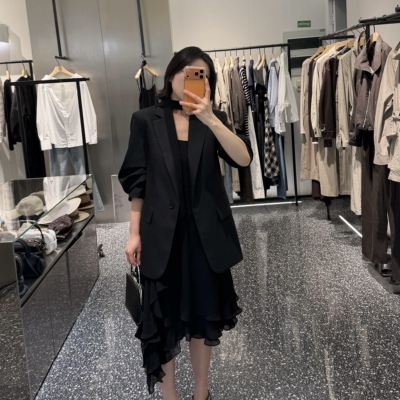 春新款七分袖西装外套