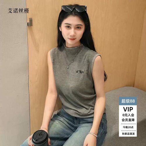 夏款简约无袖圆领针织衫