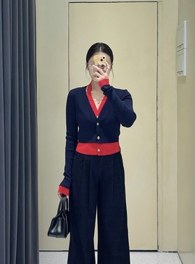 ariosea艾诺丝槿官方旗舰店正品2026春V领假两件针织开衫BR801144