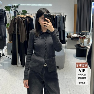 ariosee艾诺丝槿官方旗舰店正品2025冬装新款翻领针织衫AR804111