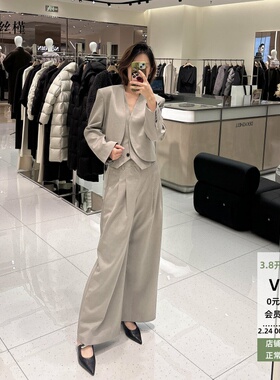 ariosee艾诺丝槿2026春款官方旗舰店灰绿色西装上衣西裤套装0006